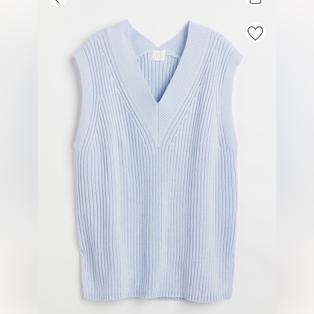 H&M Rib-knit Sweater Vest size medium color light blue